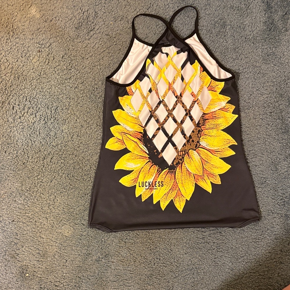 Luckless Women's Sunflower Tank Top - Black and Yellow